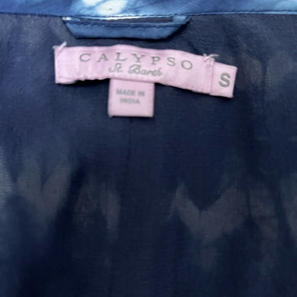 Calypso St. Barth 100% SILK Indigo and White Tie-Dye Dress from the Real Real. - Picture 5 of 7